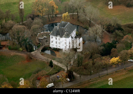 Aerial view, Haus Voerde moated manor, Voerde, North Rhine-Westphalia, Germany, Europe Stock Photo