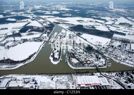 Aerial, Henrichenburg boat lift, Waltrop, Datteln city limits, Dortmund-Ems Canal, Rhine-Herne Canal, Waltrop, Ruhrgebiet region Stock Photo