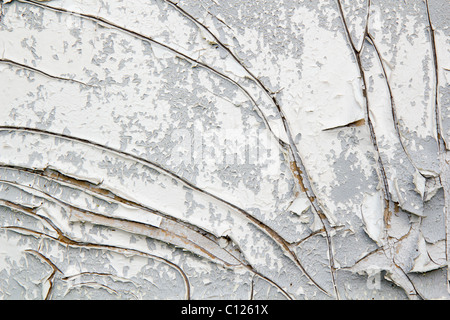 white and gray wall with old peeling paint Stock Photo