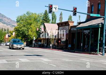 Sun Valley,World Famous Ski Resort,Home to The Rich & Famous,Scenic,Trail Creek Cabin Road,Sun Valley, Ketchum,Idaho,USA Stock Photo