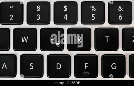 Lettering 'Wert', German for 'value', with euro symbol on keyboard