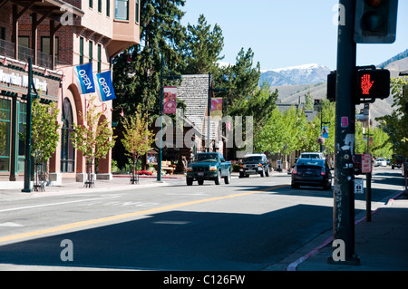 Sun Valley,World Famous Ski Resort,Home to The Rich & Famous,Scenic,Trail Creek Cabin Road,Sun Valley, Ketchum,Idaho,USA Stock Photo