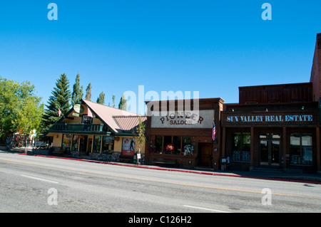 Sun Valley,World Famous Ski Resort,Home to The Rich & Famous,Scenic,Trail Creek Cabin Road,Sun Valley, Ketchum,Idaho,USA Stock Photo