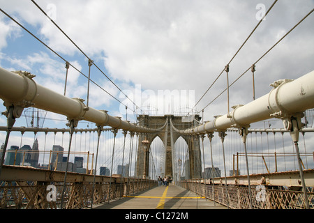 Brooklyn Bridge between Brooklyn and Manhattan, New York, USA Stock Photo