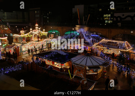 Christmas market on Alexanderplatz Square, Berlin Mitte, Germany, Europe Stock Photo