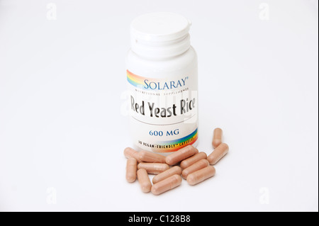 red yeast rice tablets a natural remedy to help reduce cholesterol levels Stock Photo