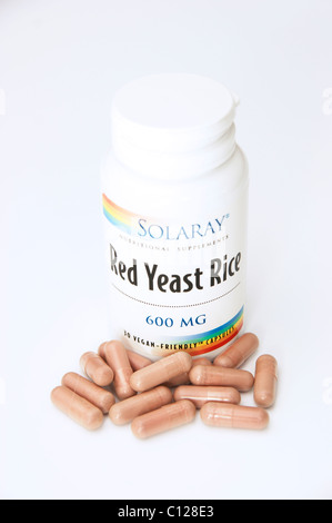 red yeast rice tablets a natural remedy to help reduce cholesterol levels Stock Photo