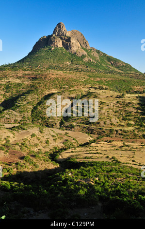 Terraced fields in the Adua, Adwa Mountains in Tigray, Ethiopia, Africa Stock Photo