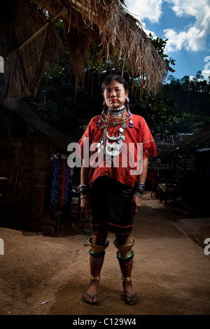 Karen woman take pose at the village in Huay Pu Keng, Mae Hong Son, Thailand