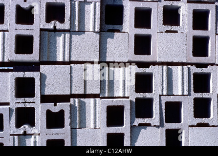 Colorful graphic close up of cement cinder blocks for use in building construction Stock Photo