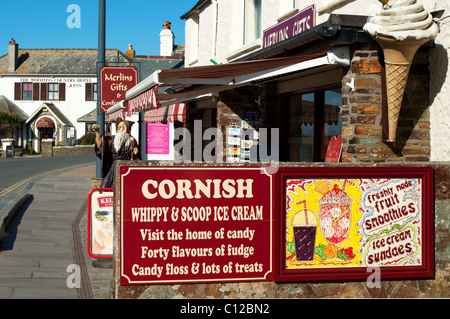Ice cream shop at Tintagel in North Cornwall, UK Stock Photo
