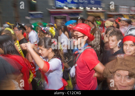 The 2011 Las Palmas carnival procession: Europe's largest and liveliest. This year there a fair bit of rain on the parade. Stock Photo