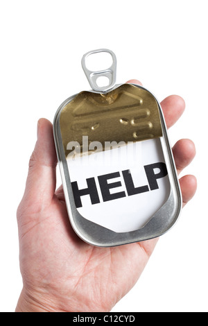 Can and word help, Concept of easy and timely assistance Stock Photo