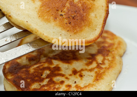Sweet breakfast pancakes also known as drop scones, griddle scones and scotch pancakes. Stock Photo