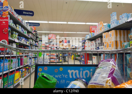 Shopping in Sainsbury's supermarket with camera in the trolley in the Uk Stock Photo
