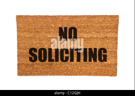 A no soliciting doormat isolated on a white background Stock Photo