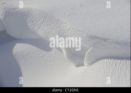 Blowing wind snow patterns at early spring, Viikki Nature Reserve, Helsinki, Finland, Scandinavia, Europe. Stock Photo