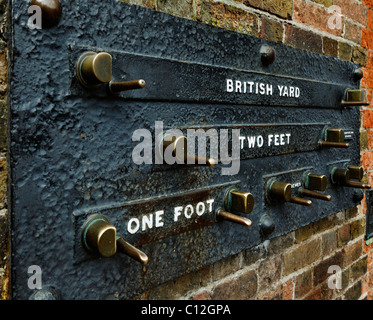 The Public Imperial measurement gauge at the Royal Observatory in Greenwich, London. Stock Photo