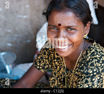 Portrait of Keralite woman, village south of Kochi, Kerala, India Stock Photo