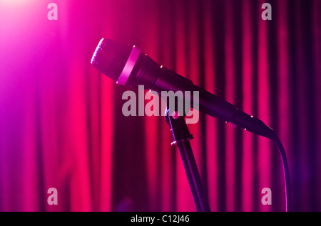 Microphone on stage Stock Photo