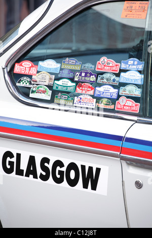 Monte Carlo Rally Glasgow, detail of a car parked before the start, Scotland, UK Stock Photo