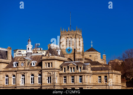 Old Post Office and Cathedral, Bradford West Yorkshire England Stock Photo