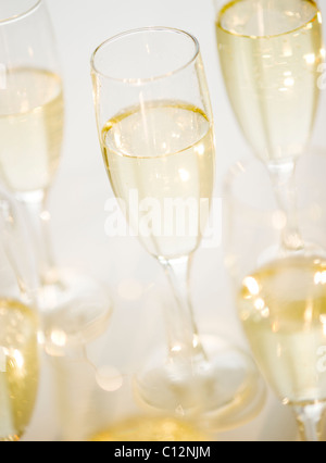 USA, New Jersey, Jersey City, close up of champagne flutes Stock Photo