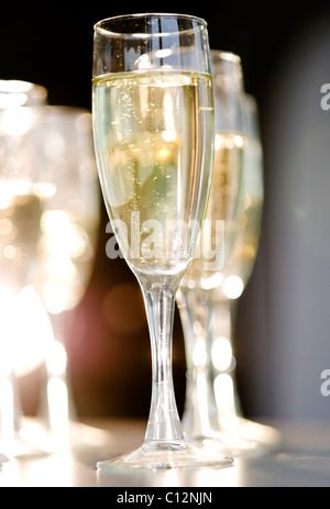 USA, New Jersey, Jersey City, close up of champagne flutes Stock Photo