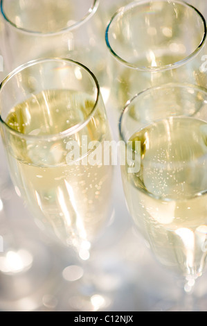 USA, New Jersey, Jersey City, close up of champagne flutes Stock Photo