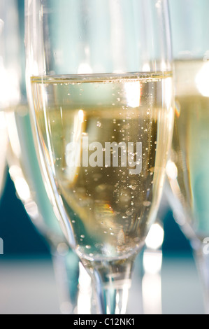 USA, New Jersey, Jersey City, close up of champagne flutes Stock Photo