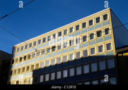 1970s concrete panel system architecture at Obermainanlage in the Ostend of the German city of Frankfurt am Main. Stock Photo