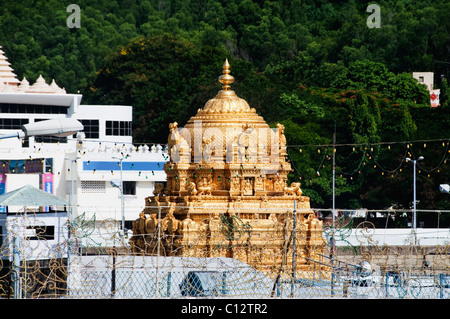 High angle view of a temple, Tirumala Venkateswara Temple, Tirumala, Tirupati, Chittoor, Andhra Pradesh, India Stock Photo