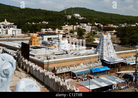 High angle view of a temple, Tirumala Venkateswara Temple, Tirumala, Tirupati, Chittoor, Andhra Pradesh, India Stock Photo