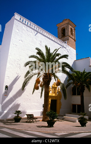 White 17th century former Franciscan convent Sant Diego church in Alaior central Menorca, Balearic Islands, Spain Stock Photo