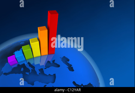 Growing color chart on the globe, Europe Stock Photo