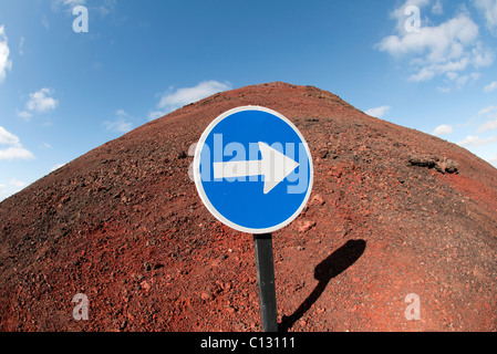 roundabout road sign Lanzarote Stock Photo