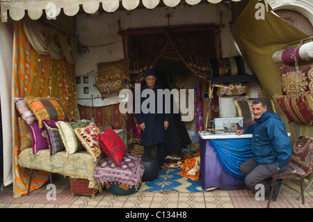 Drapery shop Medina old quarter Casablanca central Morocco northern Africa Stock Photo