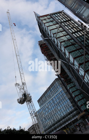 Extreme angled view of the Neo  Bankside apartment construction situated opposite the Tate Modern Gallery on Bankside,Southwark. Stock Photo