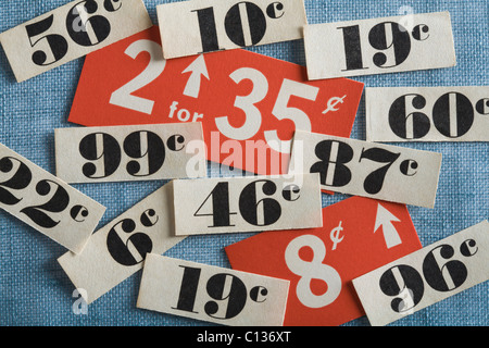 Close up of price tags Stock Photo