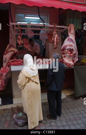 Butchers shop Medina the old quarter central Casablanca central Morocco northern Africa Stock Photo