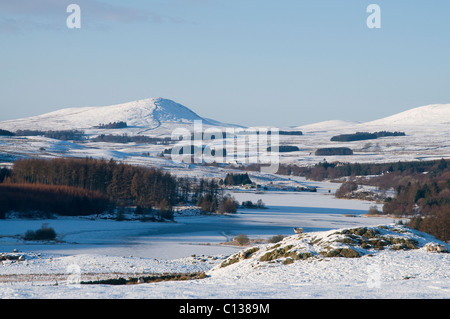 Carsfad Reservoir in snow Stock Photo