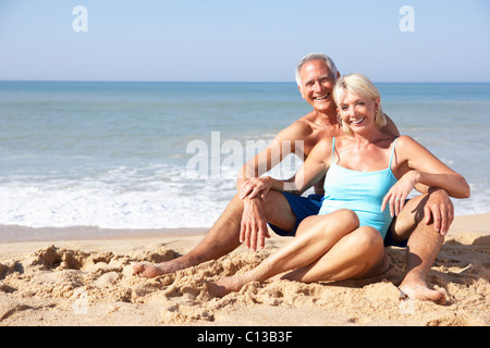 Senior couple on beach holiday Stock Photo