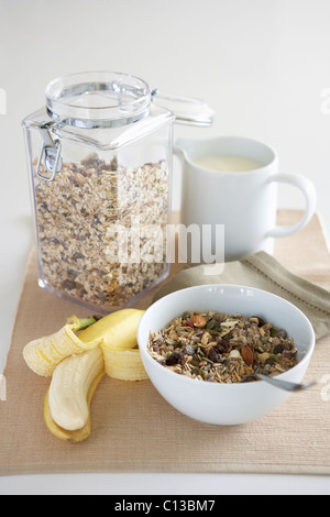 A table setting of breakfast foods Stock Photo