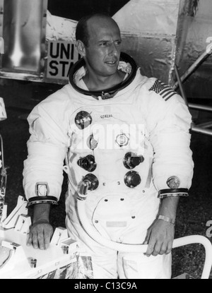 Astronaut Charles Conrad Jr., Apollo 12 commander, beside the United ...