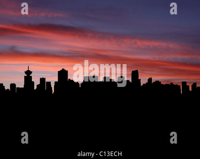 Vancouver skyline at sunset illustration Stock Photo - Alamy