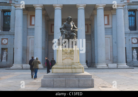Statue of Velazquez in front of Museo del Prado art museum central Madrid Spain Europe Stock Photo