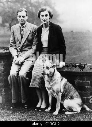 British Royal Family. Prince George, Duke of Kent and Princess Marina, Duchess of Kent, on honeymoon in Staffordshire, England, 1934. Stock Photo
