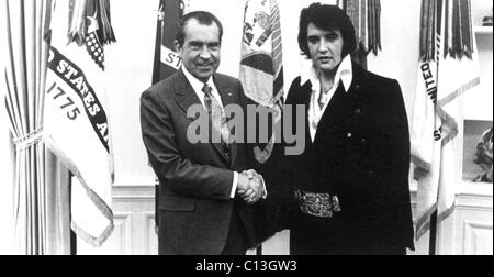 Richard Nixon meets with Elvis Presely at the Oval Office, December, 1970. Stock Photo