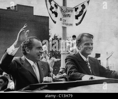 Nixon Presidency. US President Richard Nixon with Christian evangelist Billy Graham at ceremonies honoring Graham in Charlotte, Stock Photo