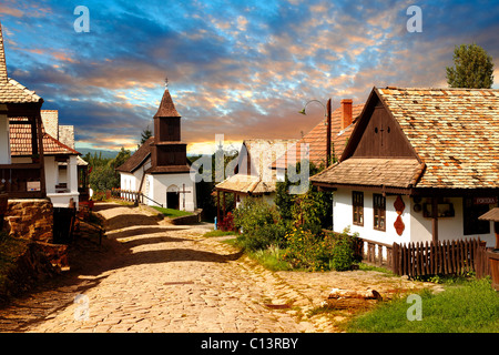 Main Street of Hollókő ( Holoko ) Paloc ethnographic village. Hungary Stock Photo
